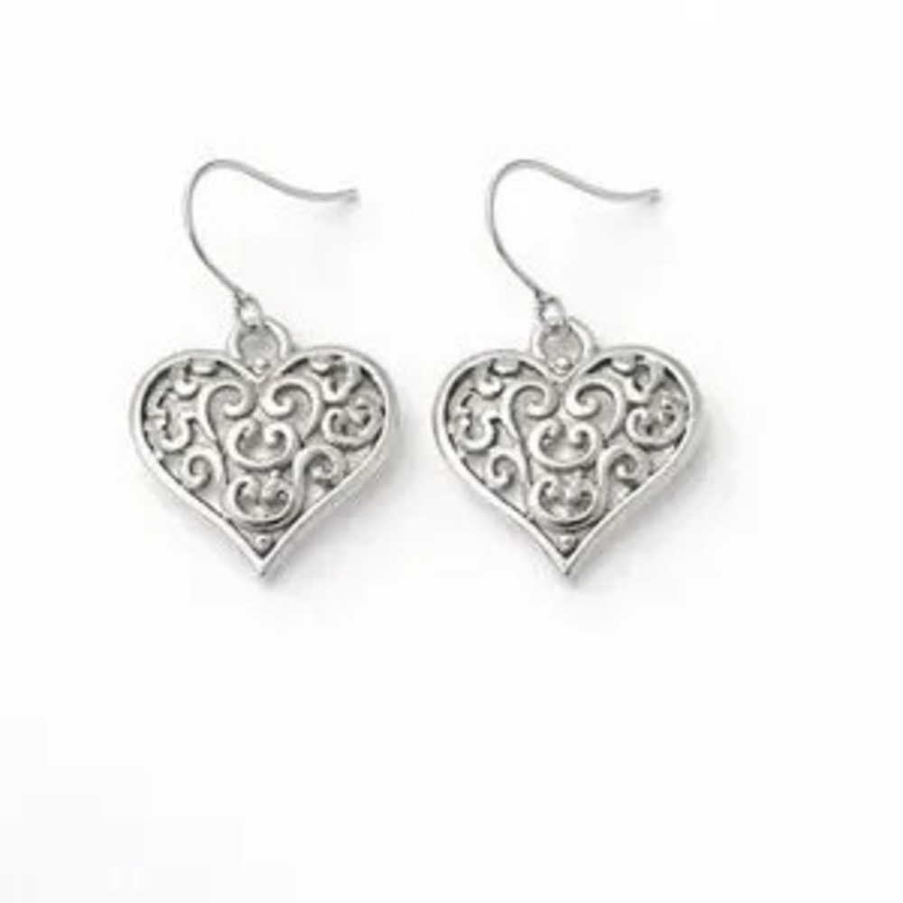 Filigree Heart Promise Earrings (7222)